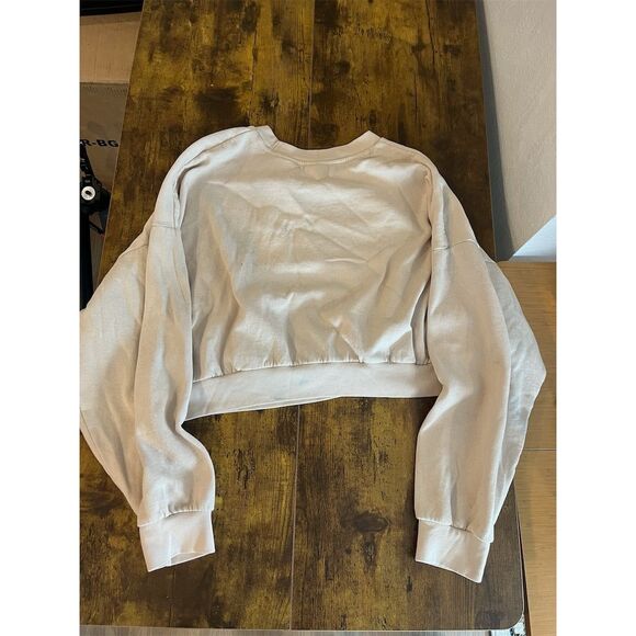 Levi's Women's Cropped Sweatshirt Pink Blue Logo Size M Long Sleeve Casual - Picture 5 of 5